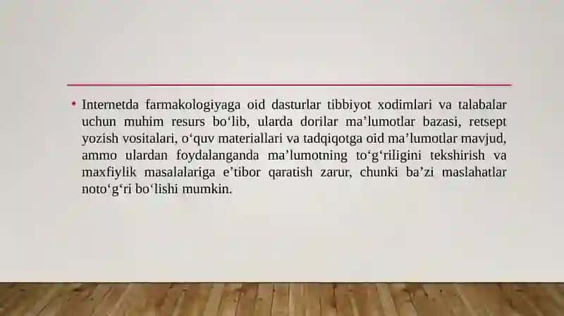 Internet tarmog‘ida farmakologiyaga oid dasturlar to‘g‘risida 3
