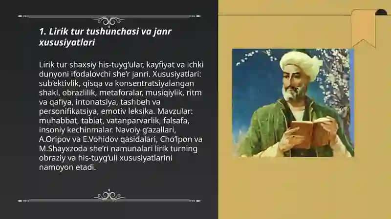 Lirik tur va uning janr xususiyatlari 3