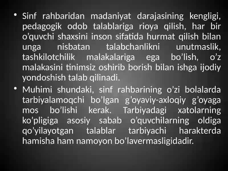 Sinf jamosini tashkil etish va tarbiyalash 3