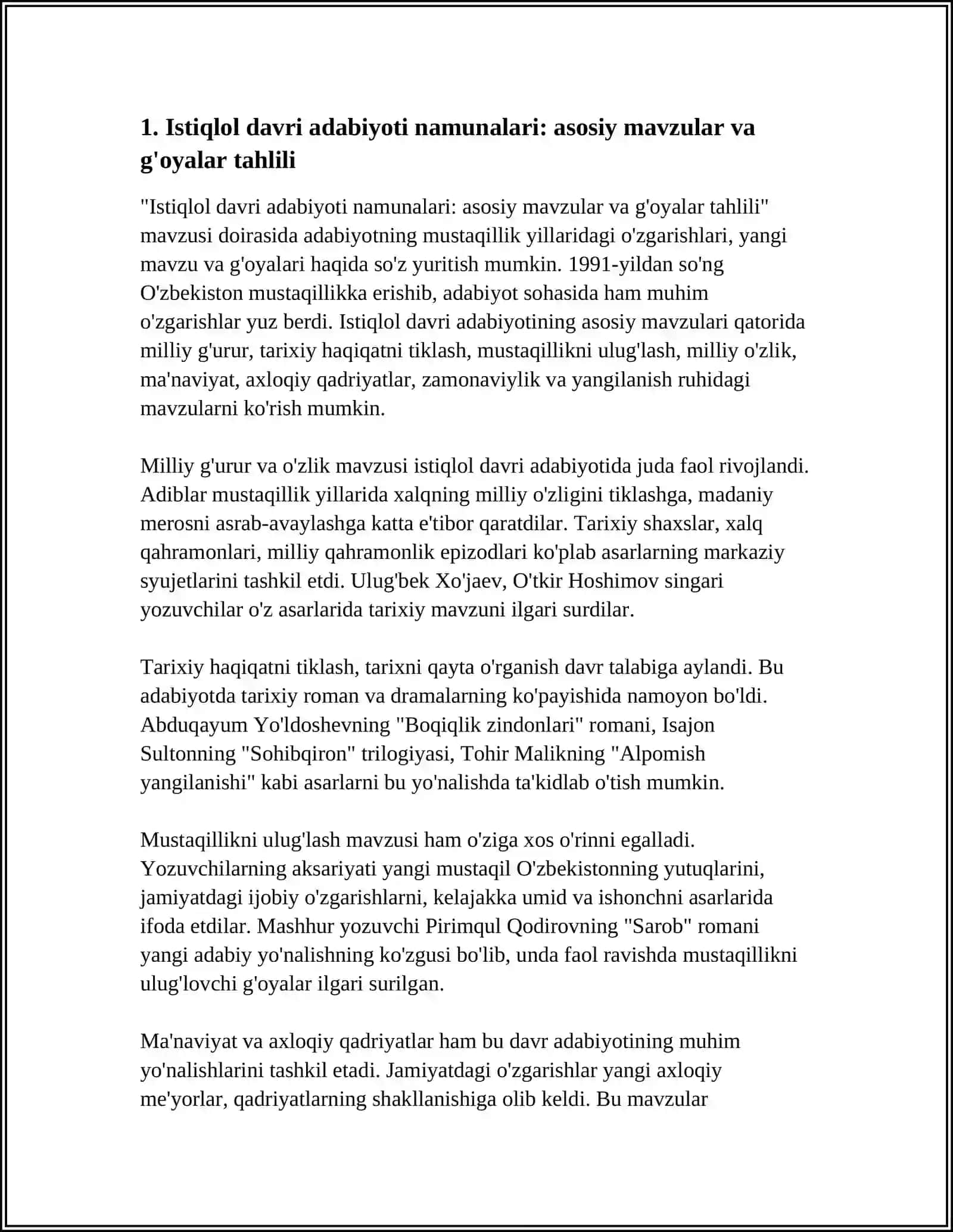 ISTIQLOL DAVRI ADABIYOTI NAMUNALARINI OQISH VA TAHLIL QILISH 3