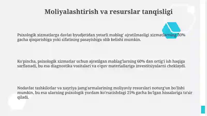 Psixologik xizmatlarni tashkil etish muommolari 3