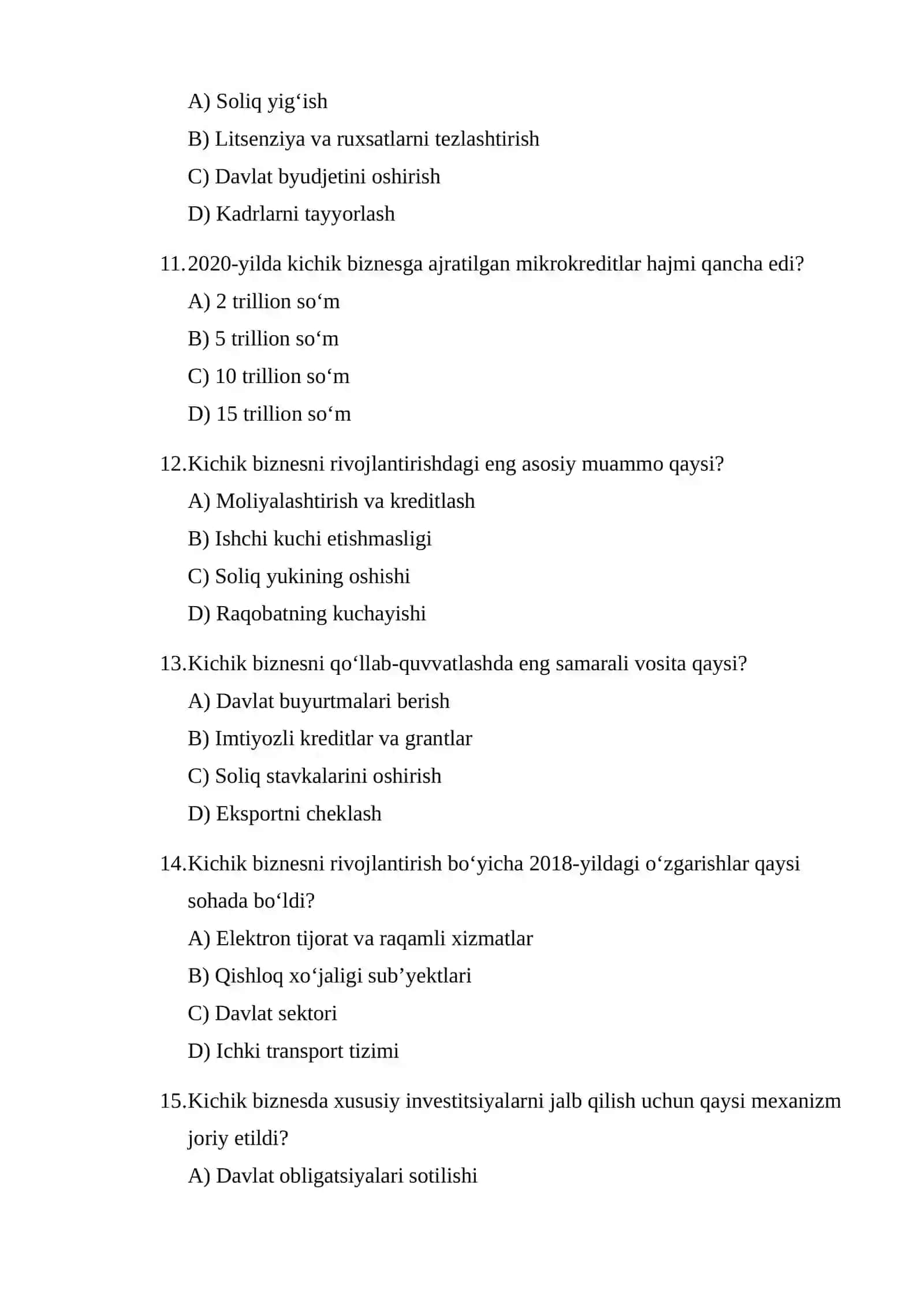 O‘zbekistonda kichik biznes va xususiy tadbirkorlikni rivojlantirish islohatlari va natijalari 3