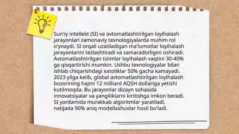 Sun'iy intellekt va avtomatlashtirilgan loyihalash jarayonlari 3