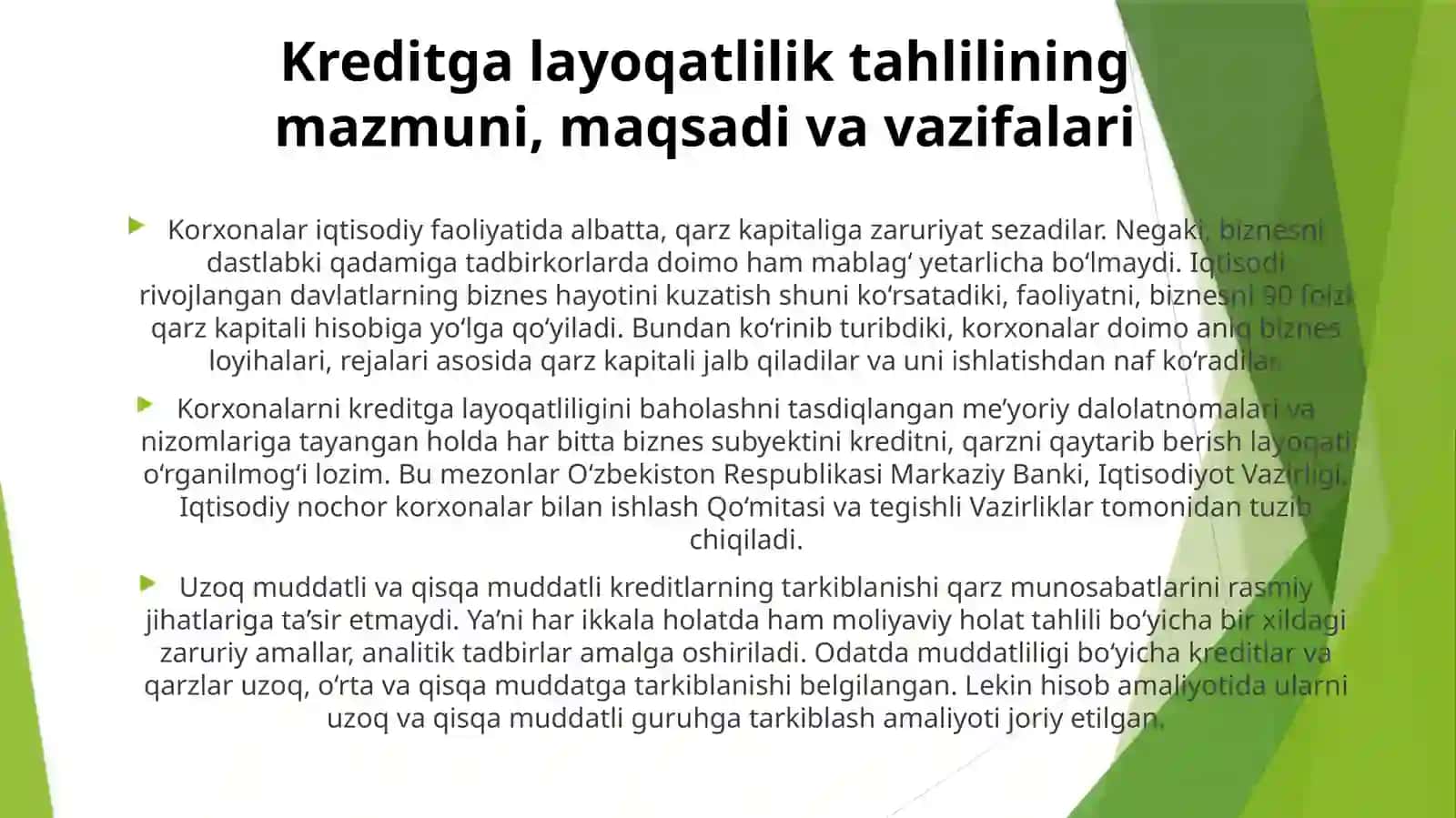 KREDITGA LAYOQATLILIK TAHLILI 3
