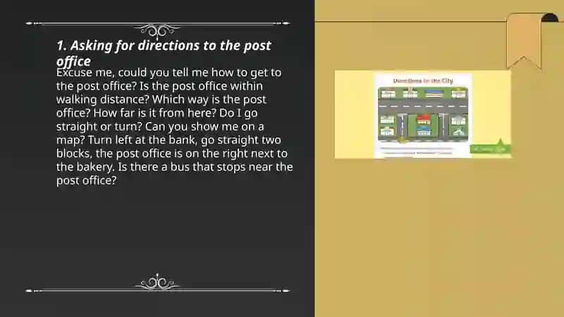 Places, buildings in a town giving directions 3
