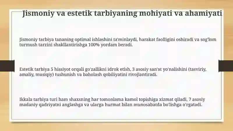 Jismoniy va Estetik Tarbiya 3