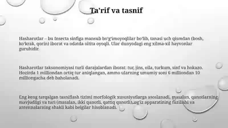Hasharotlarning xilma-xilligi 3