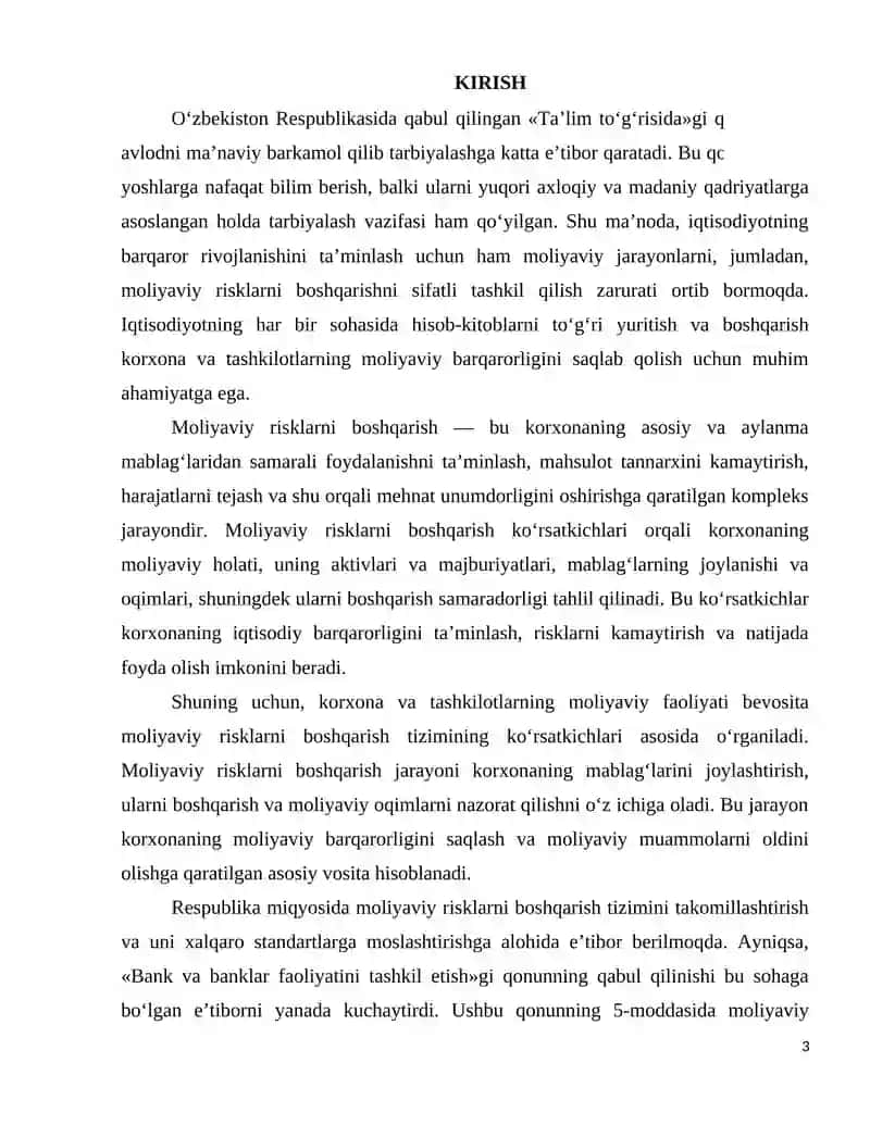 MOLIYAVIY RISKLARNI BOSHQARISH 3
