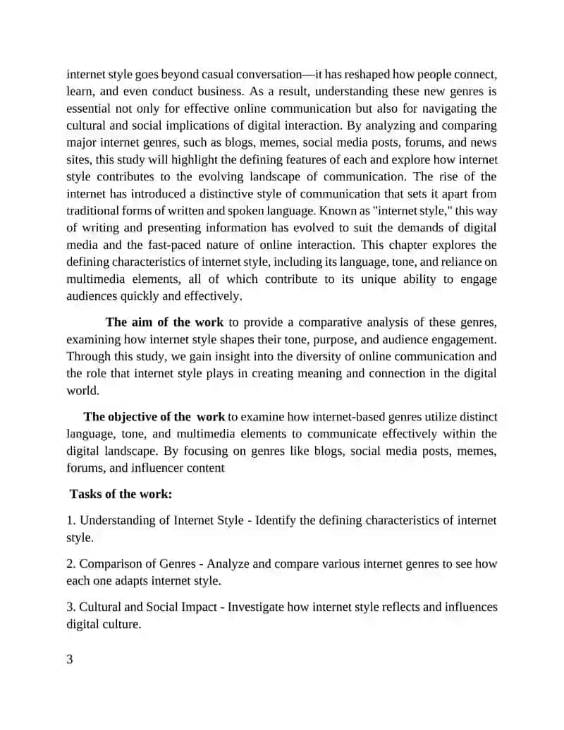 Internet Style and its Genres (Comparative Analysis of Genres) Course Paper 3