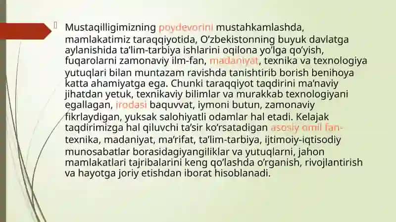 O’ZBEKISTONDA TA’LIM RIVOJLANISHI ISTIQBOLLARI 3