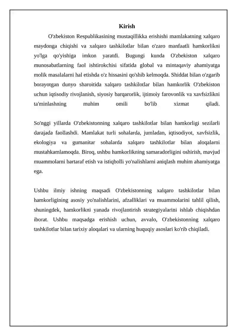 O'zbekistonning xalqaro tashkilotlar bilan hamkorlik aloqalari 3