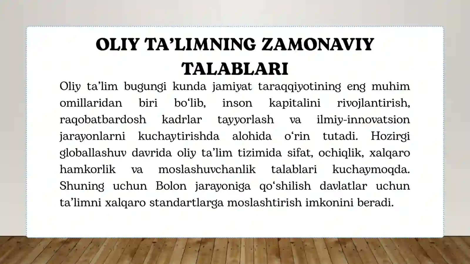 OLIY TA’LIM VA BOLON JARAYONLARI REJA 3