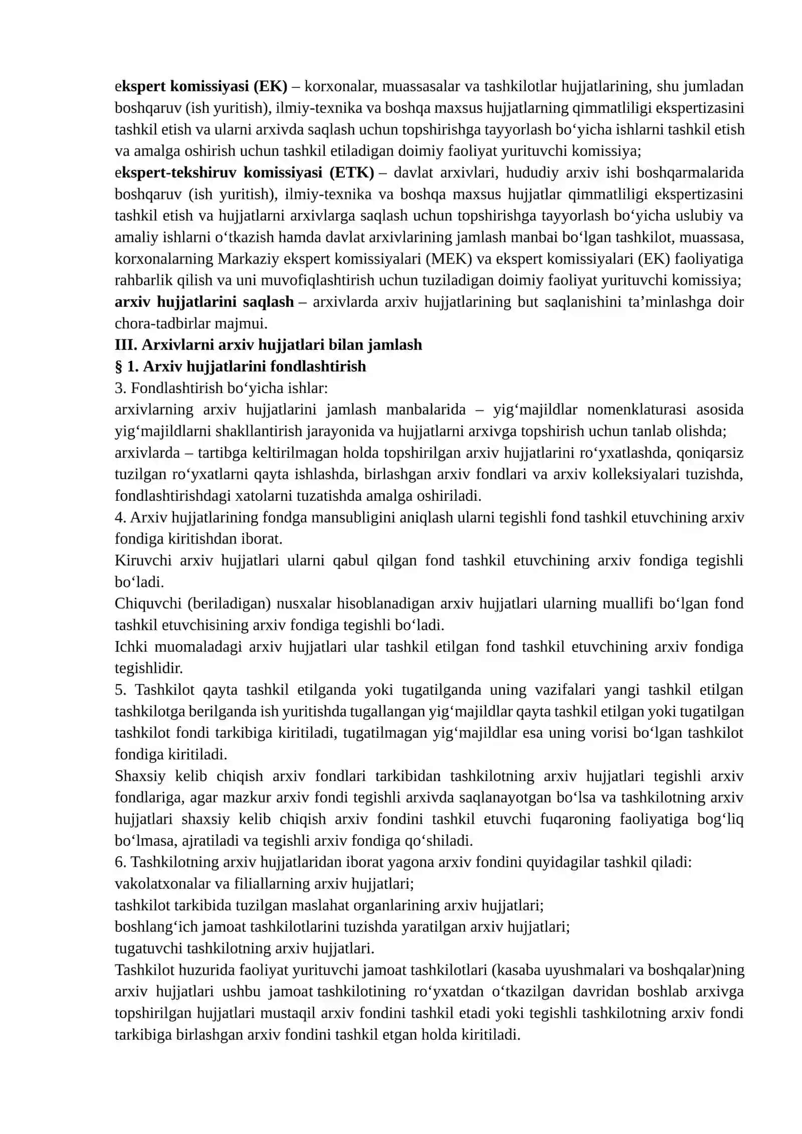 Arxiv hujjatlarini jamlash, davlat hisobiga olish, saqlash va ulardan foydalanish tartibi to‘g‘risida N I Z O M 3