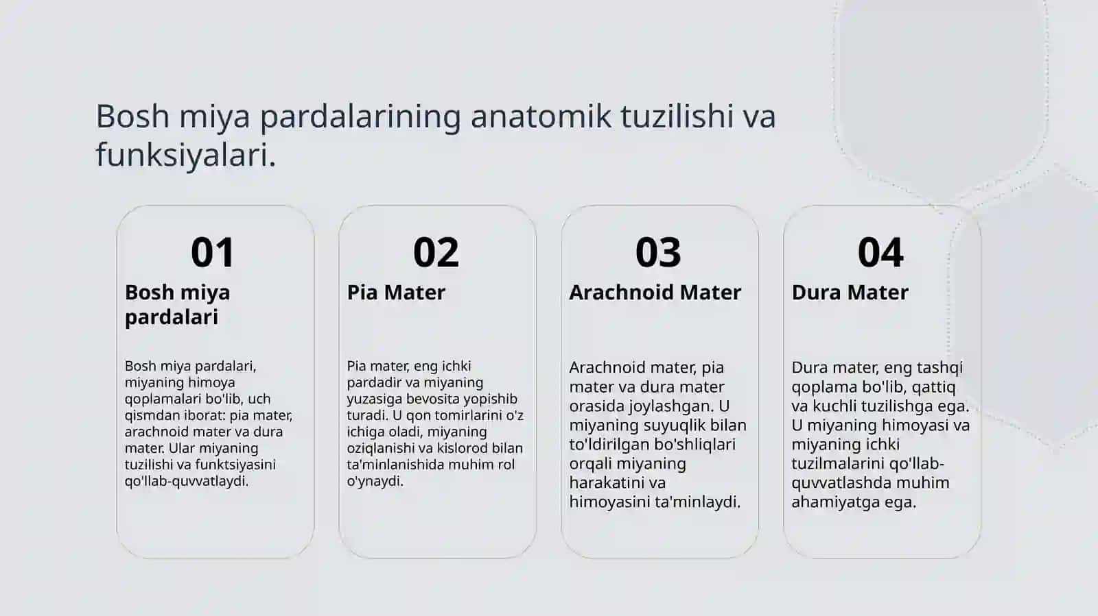 Bosh miya pardalarining vena boʻshliqlari va sesternalari 3