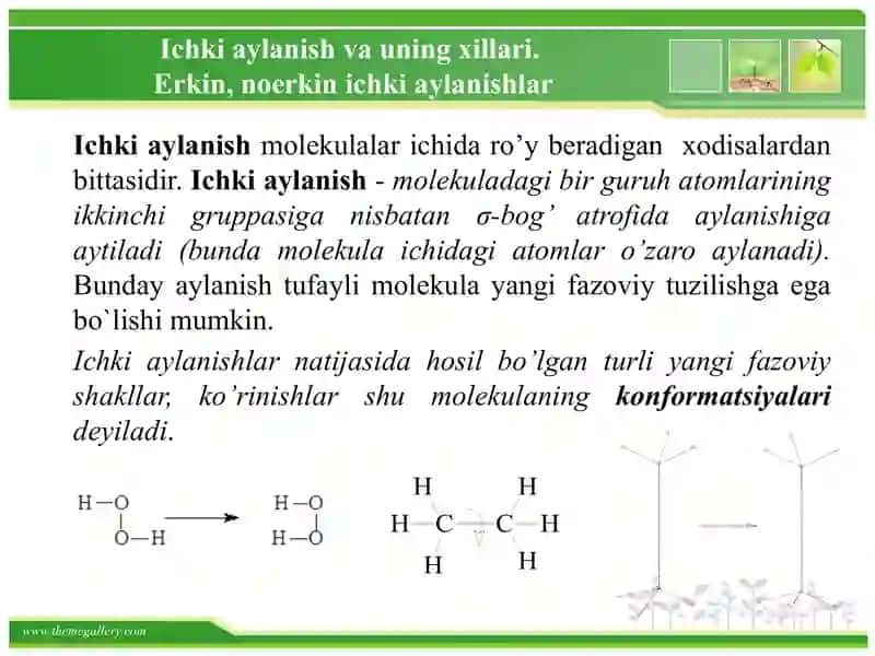 Ichki molekulyar aylanish va konformatsiyalar 3