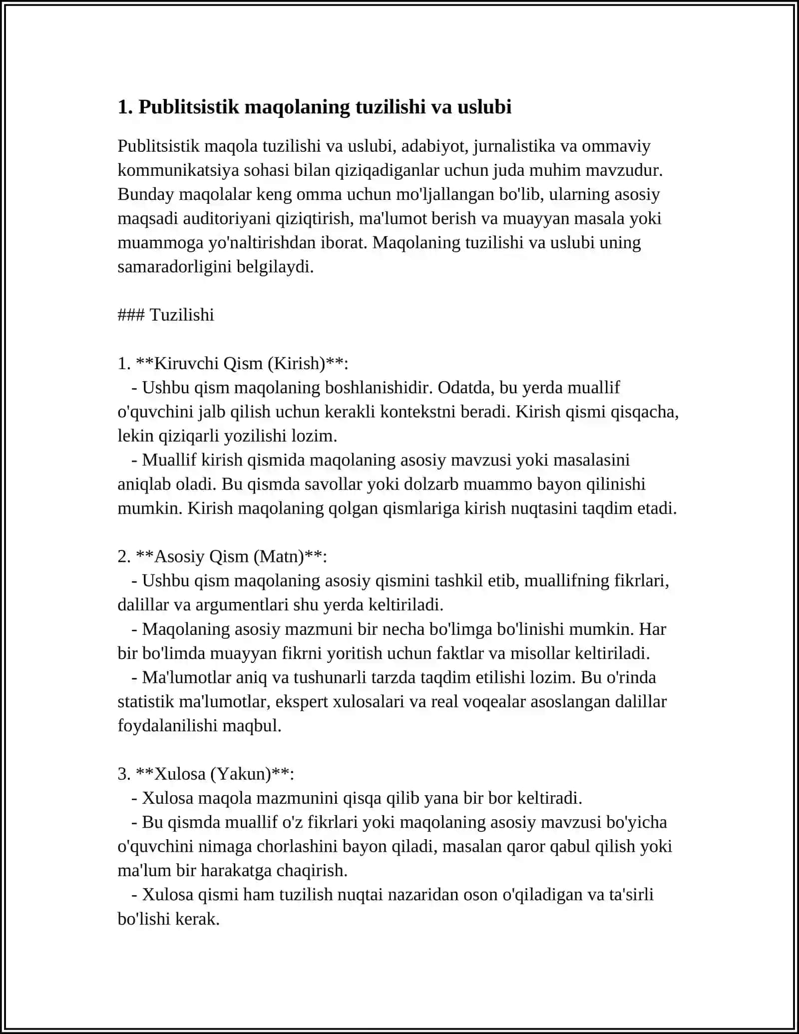 PUBLITSISTIKA MAQOLA TAYYORLASH 3