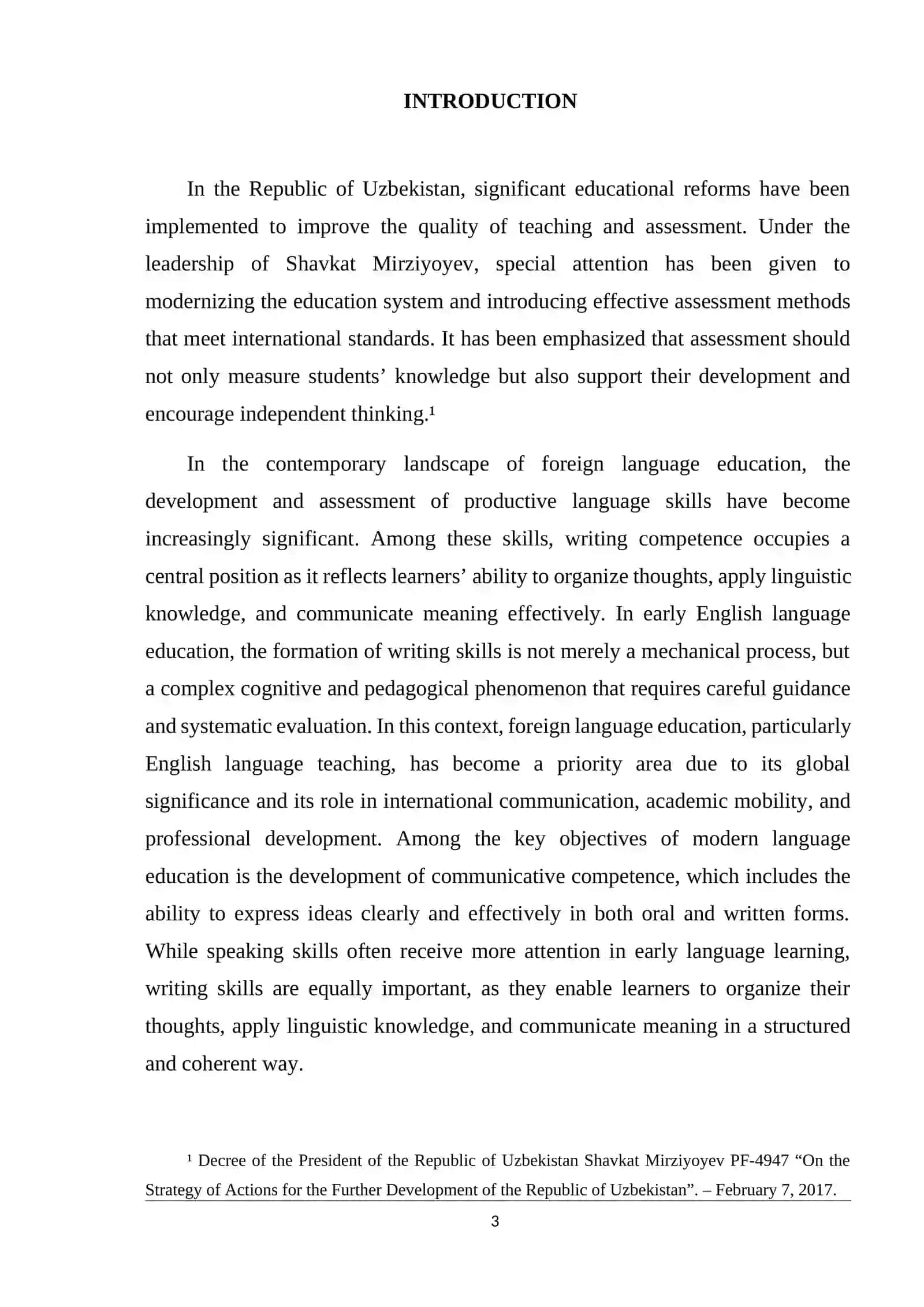 ASSESSING WRITING SKILLS IN EARLY ENGLISH LANGUAGE EDUCATION 3