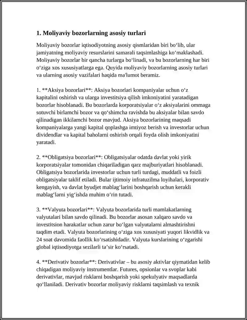 FINANS BAZARLARI HAM OLARDIN TURLERI 3