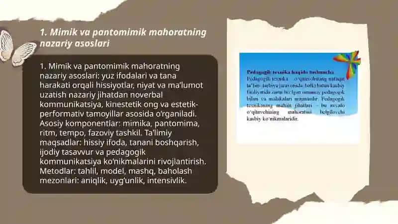 Mimik va pantomimik mahorat 3