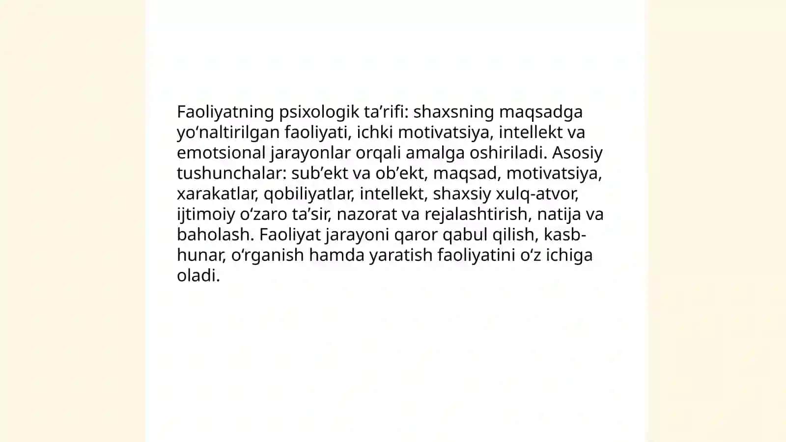 Faoliyatning psixologik tavsifi 3