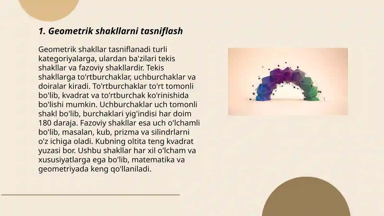 Geometrik materiallarni órganish metodikasi 3