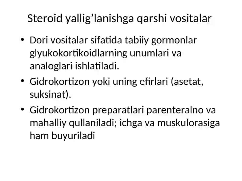 Steroid tuzilishli vositalar 3