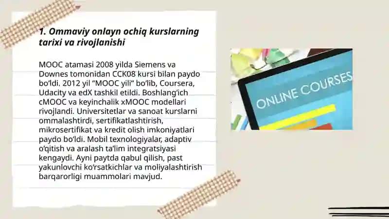 Ommaviy onlayn ochiq kurslar tarixi va rivojlanishi 3