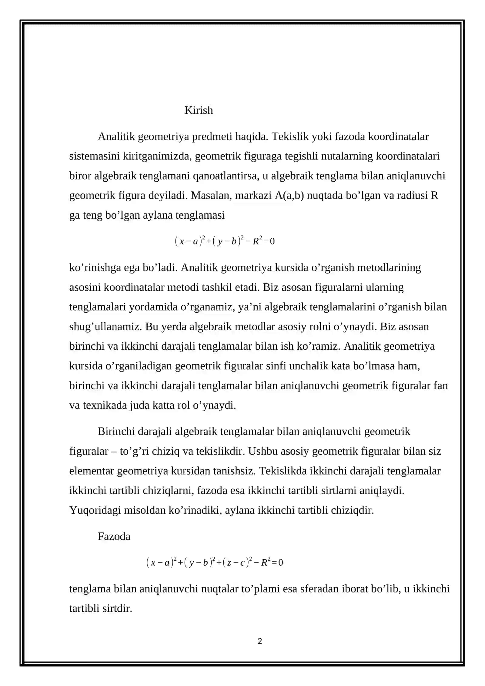 Fazoda koordinatalar metodi 3