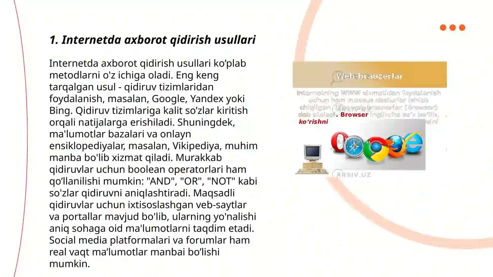 Internet qidiruv tizimida axbarotlar qidirish va tanlangan axbarotlarni olish 3