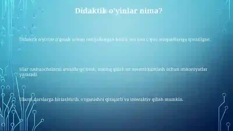 Didaktik o'yinlar 3