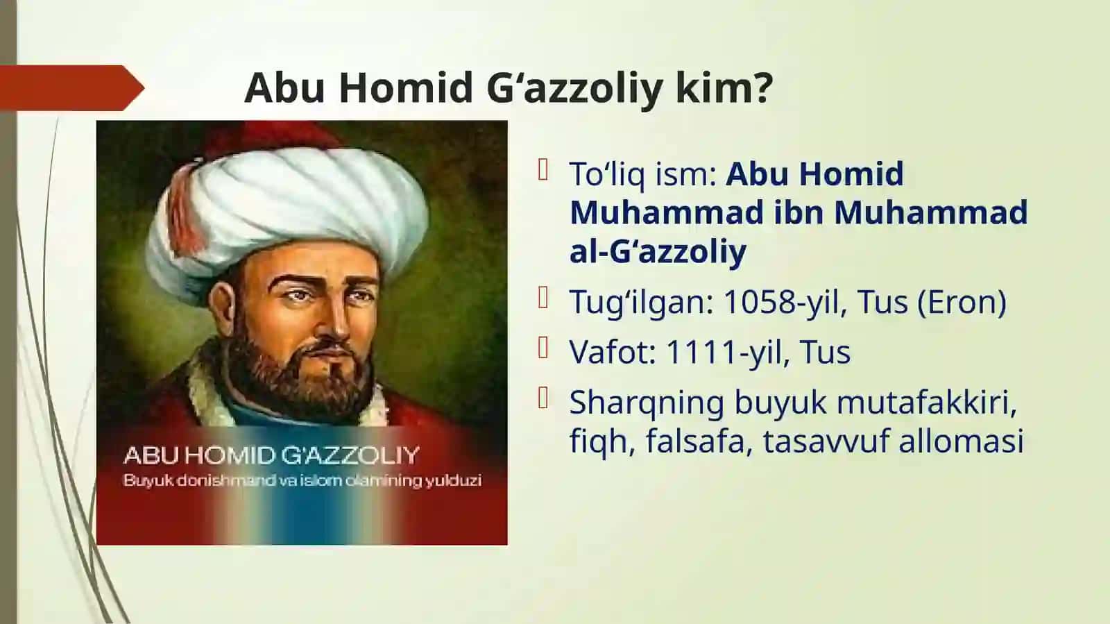 ABU HOMID AL-G‘AZZOLIY — HAYOTI, ILMI VA MEROSI 3