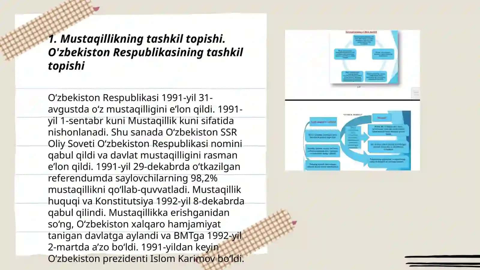 Mustaqil O'zbekiston Respublikasining tashkil topishi 3