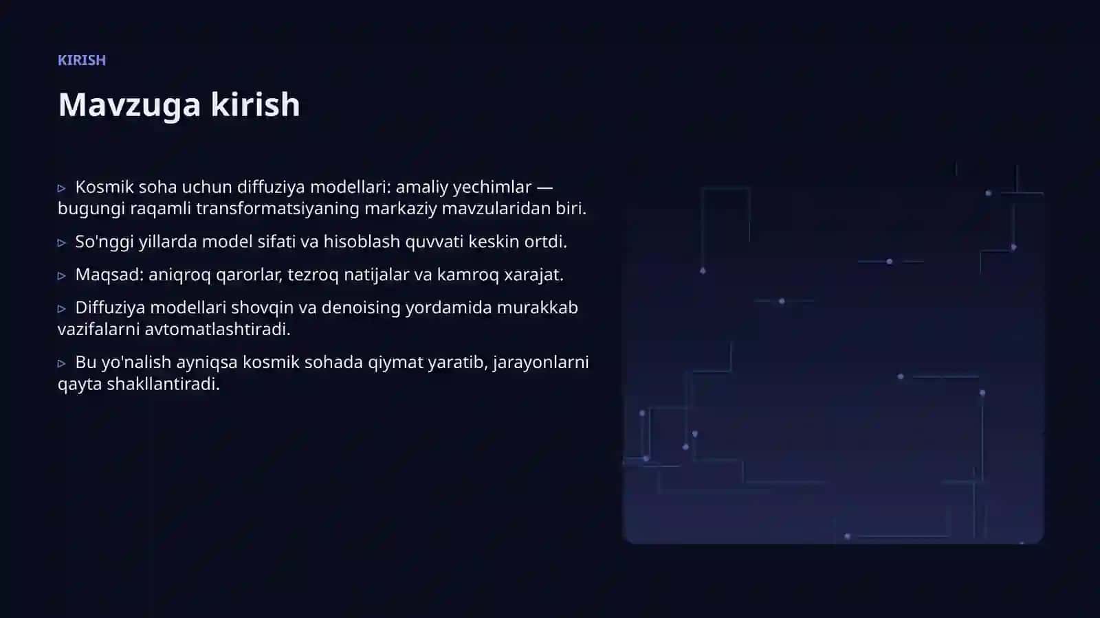 Kosmik soha uchun diffuziya modellari: amaliy yechimlar 3