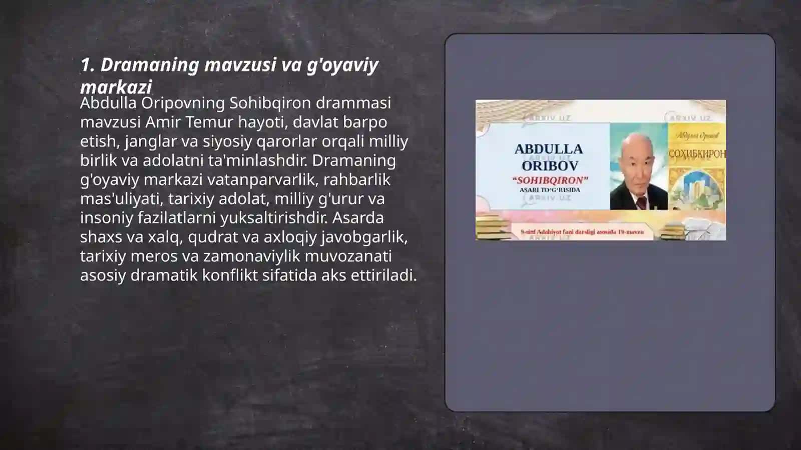 Abdulla Oripovning "Sohibqiron drammasi" 3