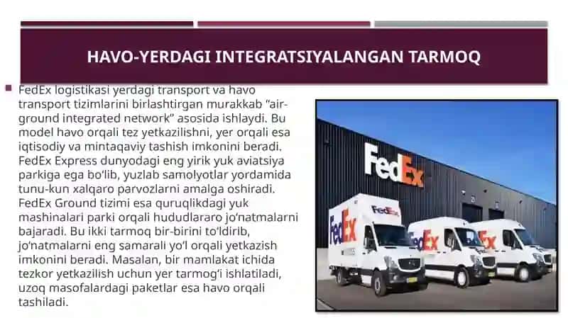 Fedex kompaniyasining logistika tarmoqlari 3