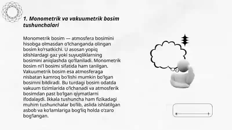 Monometrik va vakuumetrik bosim tushunchalari 3
