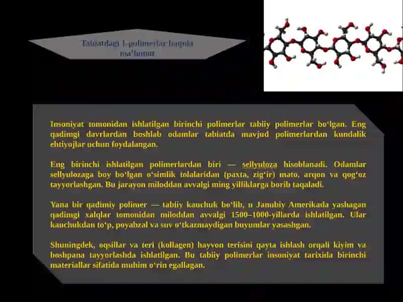 Polimerlar va ularning hayotimizdagi o‘rni 3