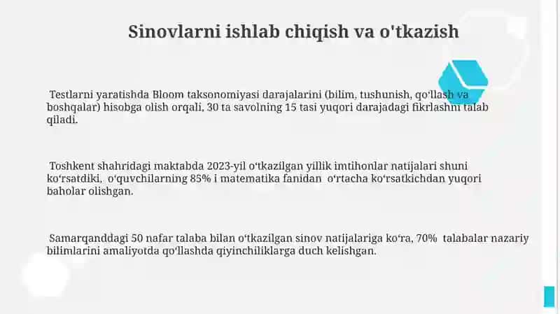 Oʻquvchilar bilimlarini baholash 3