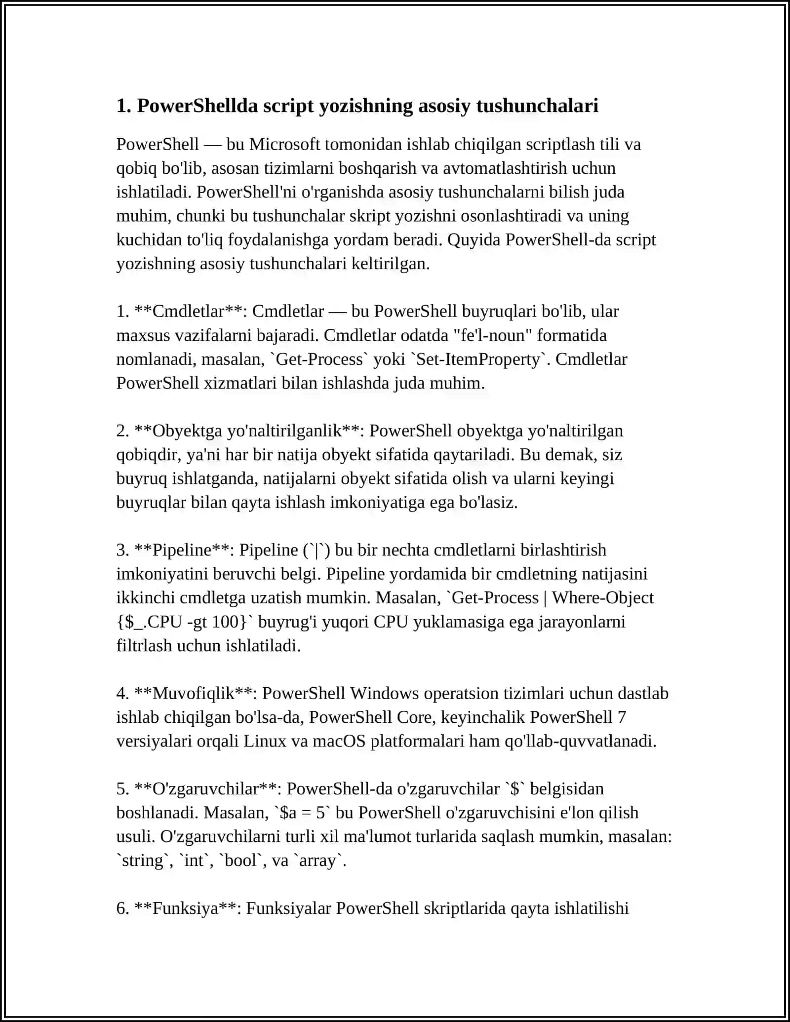 POWERSHELLDA SSENARIYLAR YARATISH 3