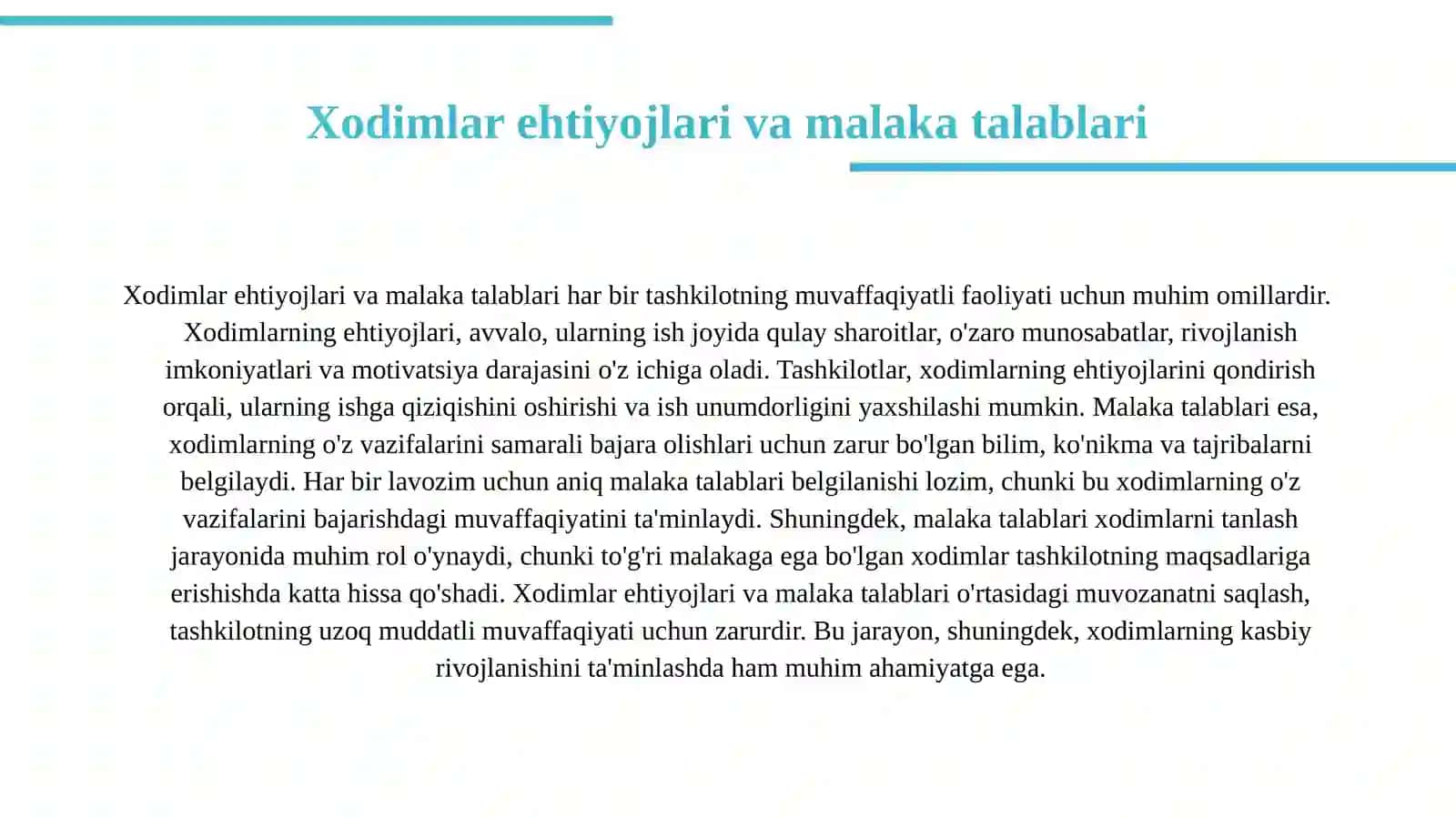 Xodimlar rejasi tarkibini izohlang. 3