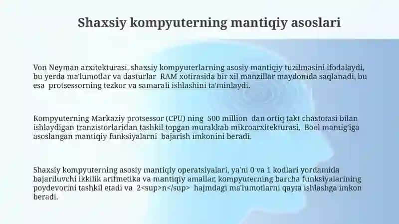 Shaxsiy kompyuterning axborot mantiqiy asoslari 3