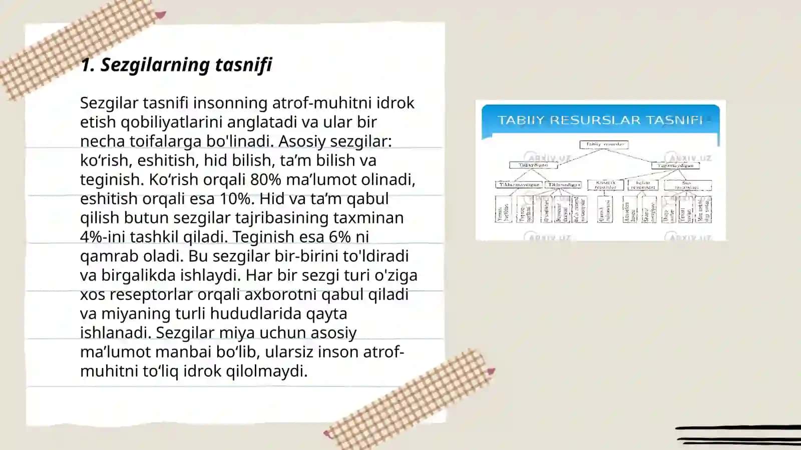 Sezgilarning tasnifi 3