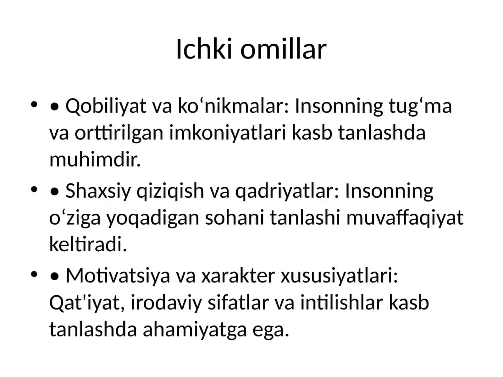 Kasb tanlashga ta'sir etuvchi omillar 3