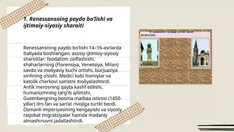 Renessans stili tarixi rivojlanishi va taxlili 3