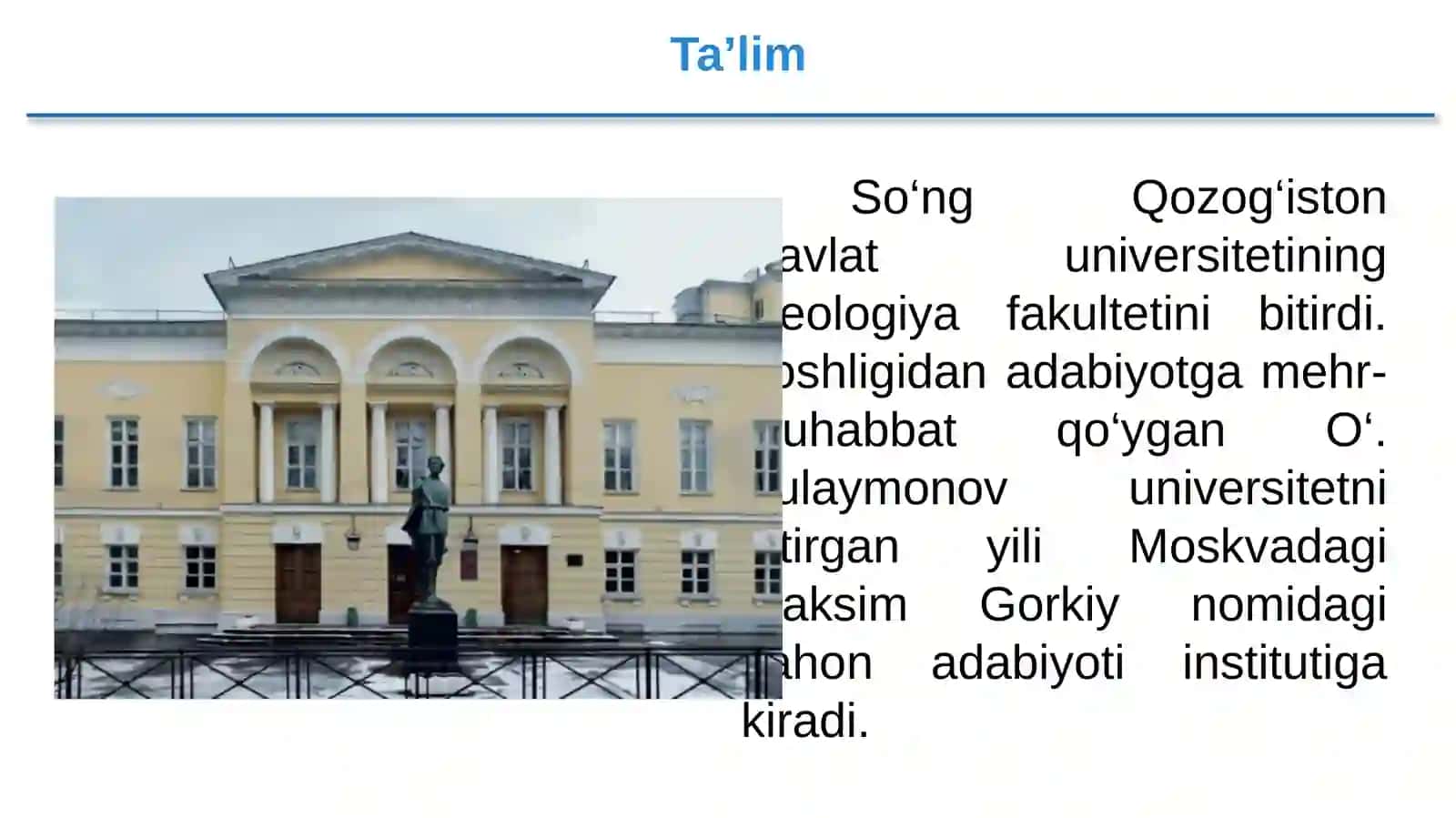 O‘LJAS SULAYMONOV HAYOTI VA IJODI 3