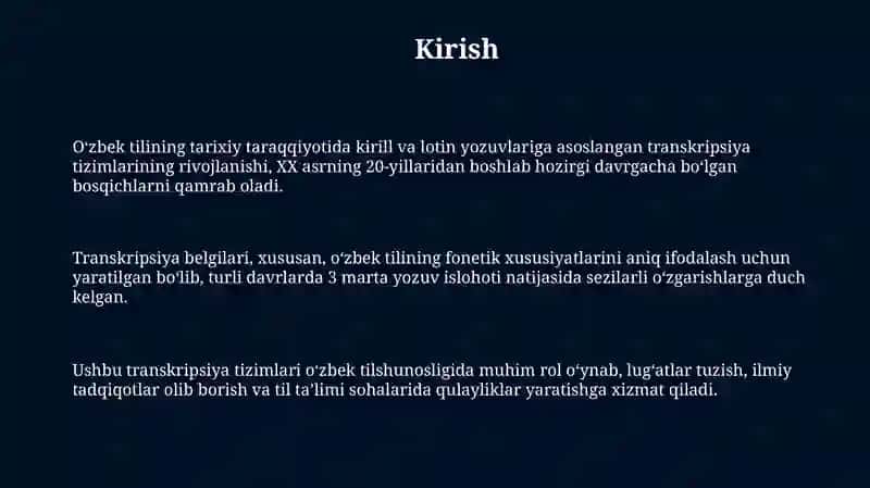 Kirill va lotin yozuviga asoslangan transkripsiyalarning rivojlanishi 3