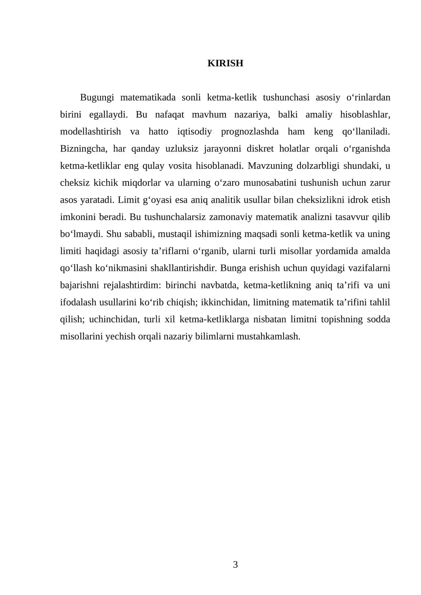 Sonli ketma-ketlik haqida tushuncha. Ketma-ketlik limiti 3