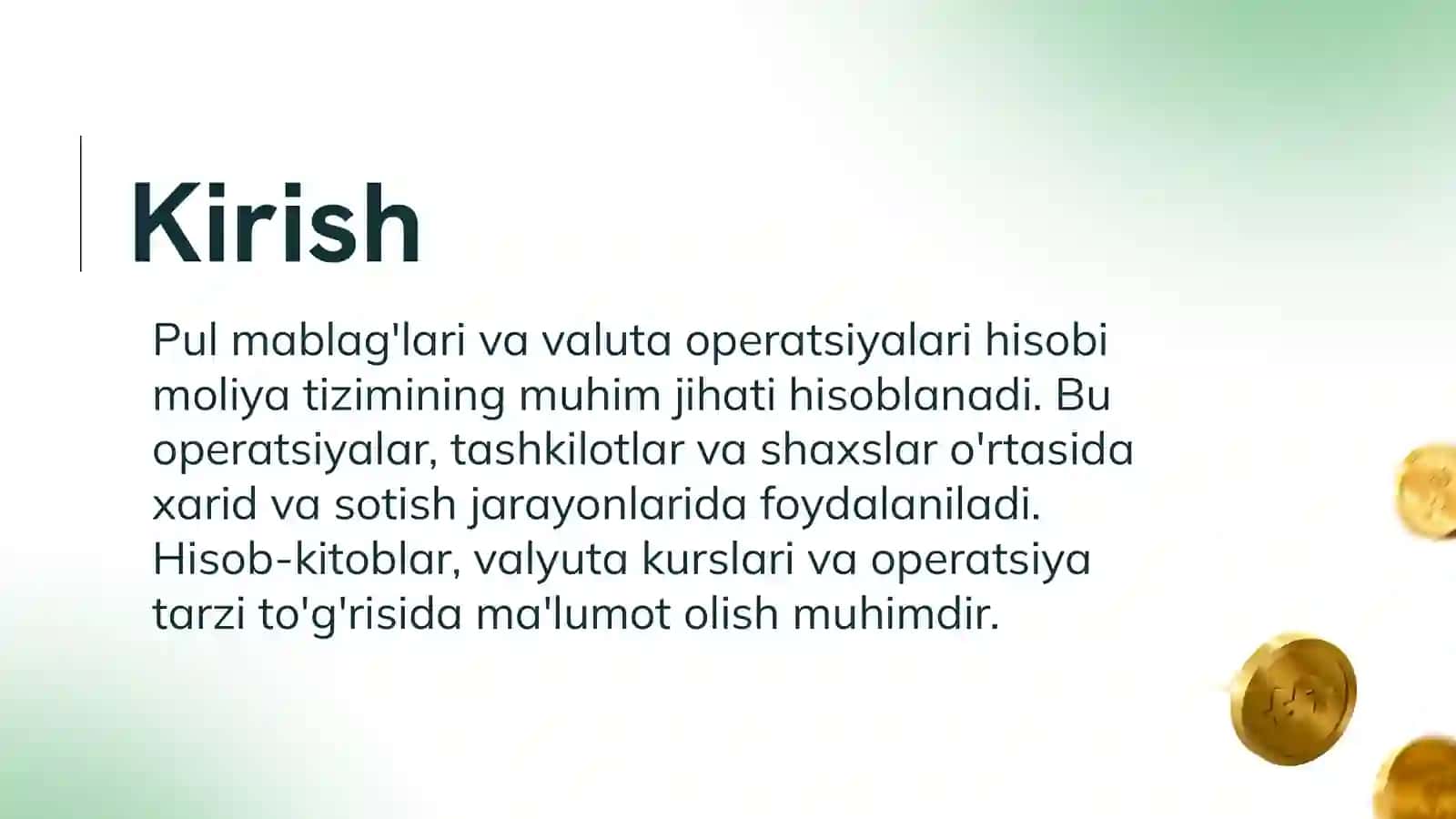 Pul mablag'lari va valuta operatsiyalar hisobi 3