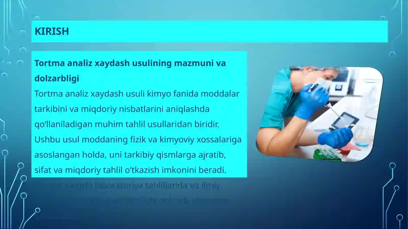 Tortma analiz xaydash usuli boʻyicha analiz qilish yoʻli 3