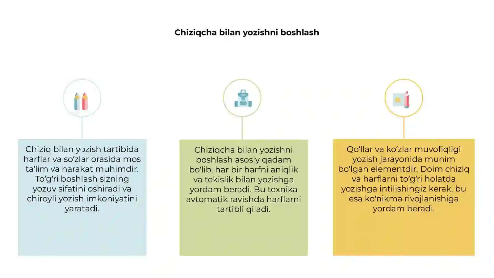 Chiziqcha bilan yozish qoidalari 3